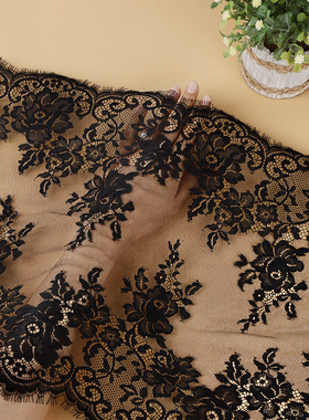 新款38CM宽睫毛蕾丝花边网红背心面料衣服拼接裙摆蕾丝边黑白色