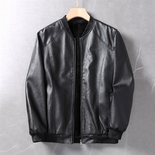 螺纹棒球领皮衣夹克外套潮 外贸男士 光泽感爆棚 秋季