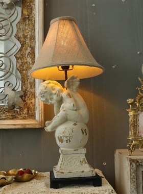 树脂天使烛台桌面台灯摆件装饰复古玄关