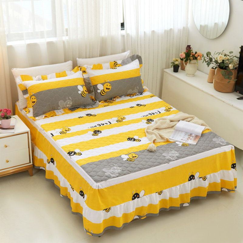 全棉卡通夹棉加厚床裙床罩纯棉儿童1.2m1.5米1.8米2m床盖床笠定做