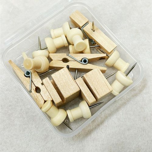 木质图钉照片墙留言毛毡板公告栏装饰物创意工字钉软木板可用图钉