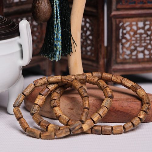 【中国沉香文化博物馆】绿奇楠沉香桶珠手串 无注油无香精无压缩