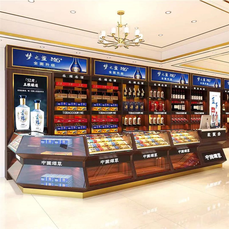 实木玻璃酒柜超市烟酒柜商用便利店烟酒组合收银台展示柜靠墙酒柜图片