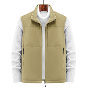 双面穿摇粒绒马甲男款冬季加绒加厚保暖背心立领抓绒坎肩马夹外套