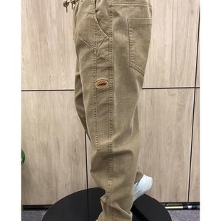 弹力直筒老爹牛仔裤 卡其中年小直角裤 宽松男士 哈伦裤 休闲裤 春秋季