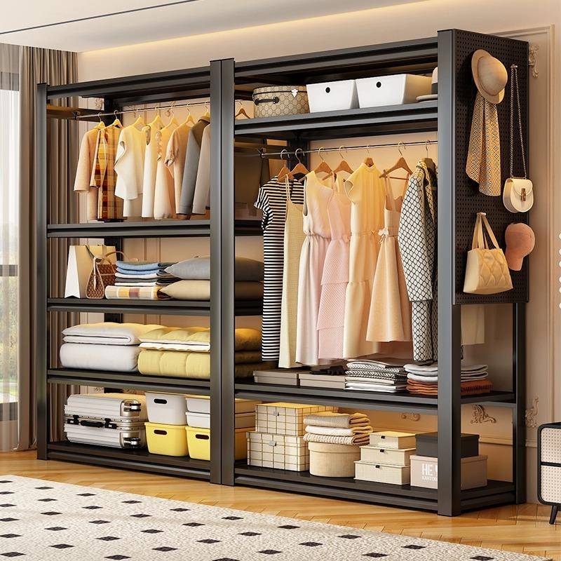 开放式衣架卧室收纳柜子简易组装落地置物架衣帽架货架出租房衣柜