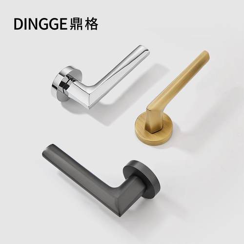 全铜哑光黑灰色室内轻奢分体简约卧室静音房门美式把手木门锁配件