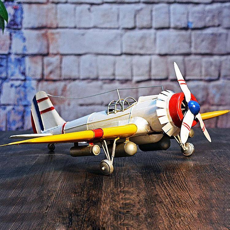 复古铁艺老式战斗机模型大型二战飞机摆件摄影道具家居软装品