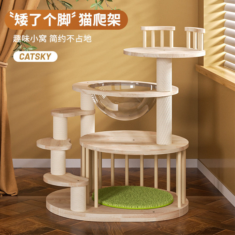 矮脚猫爬架实木猫窝猫树一体小型幼猫跳台曼基康短脚短腿不占地猫图片