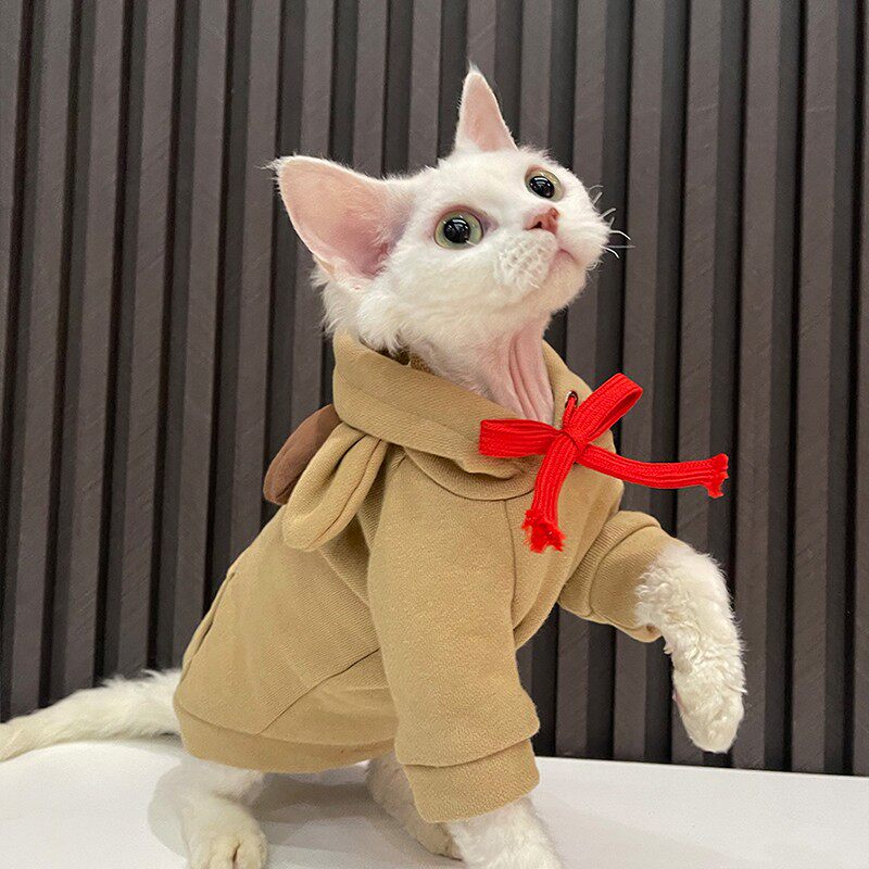 圣诞限定麋鹿卫衣无毛猫衣服斯芬克斯德文猫阿比尼西亚衣服秋冬款