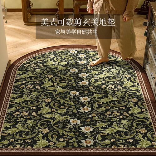 美式复古入户门地垫2025新款高端半圆进门可裁剪耐脏防滑室内地毯