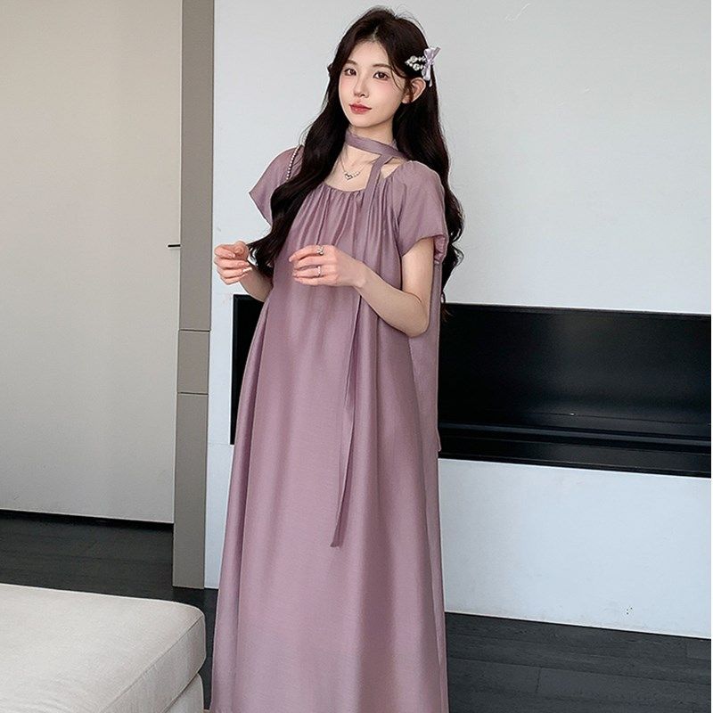 温柔风孕妇夏季连衣裙2025新款气质优雅光泽感长裙法式雪纺仙女裙