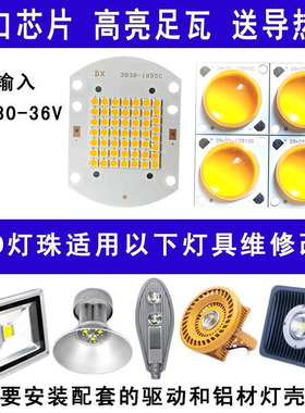 led集成灯珠50W投光灯大功率晶元普瑞3030贴片R路灯工矿灯模吸顶