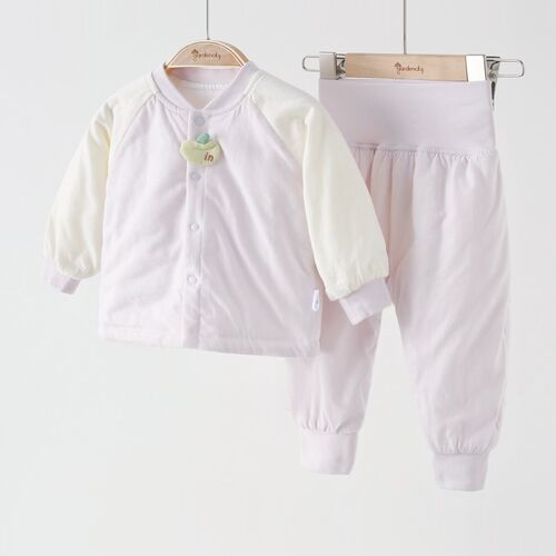 婴儿家居服套装秋冬恒温棉男女宝宝高腰保暖夹棉套装薄棉睡衣60g