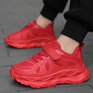 男童鞋子春夏透气网面儿童红色运动鞋轻便本命年女童跑步晋江童鞋