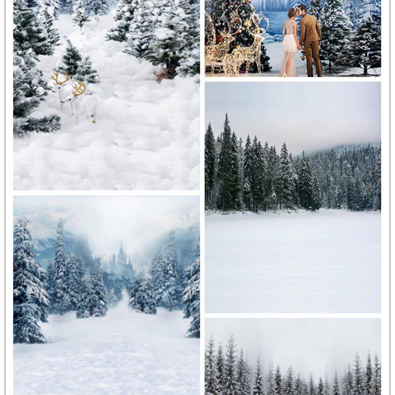 新年冬季雪景儿童成人摄影背景纸影楼影棚雪景写真拍照拍摄背景布