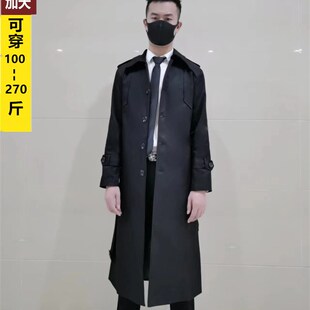 秋冬季黑色风衣男超长款过膝韩版修身帅气简约加厚大码战壕外套潮