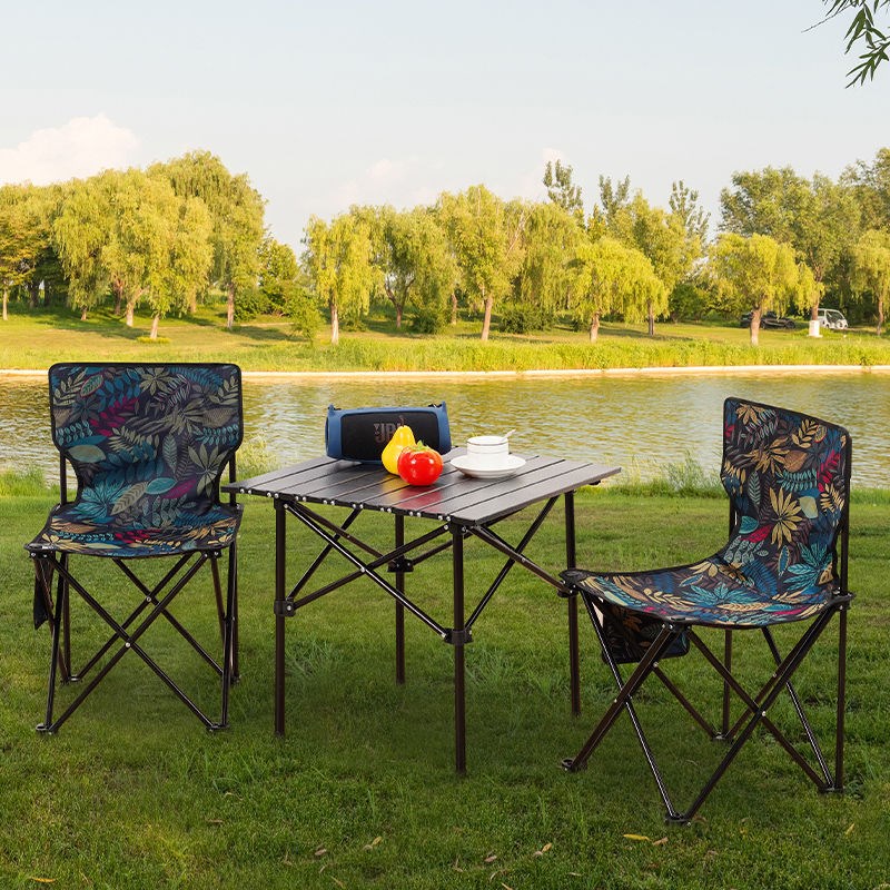 户外简约休闲旅游折叠桌子露营装备野餐钓鱼桌椅套装便携式蛋卷桌