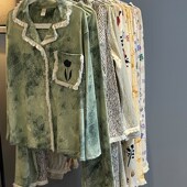 纯棉长袖 睡衣秋季 家居服套 流苏翻领扎染开衫 K春秋季 女款 2024新款