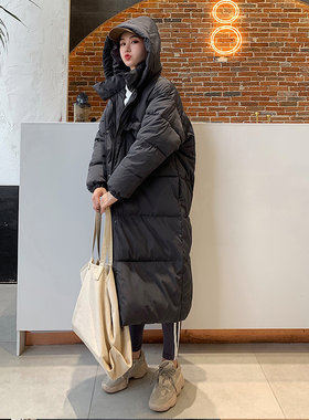 反季特卖羽绒棉服女2023新款长版过膝棉衣韩版宽松面包服棉袄冬装