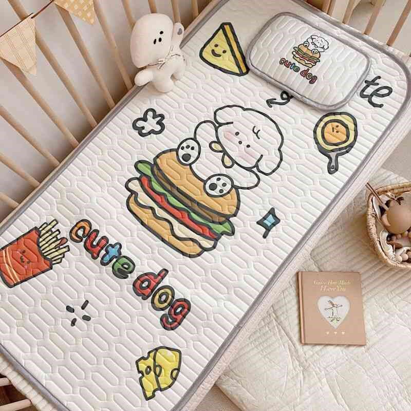 夏季新款幼儿园卡m通乳胶凉席两件套可机洗软席子家用新款