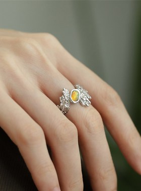 S925银翅膀欧o泊戒指约7.4g13-18#可戴