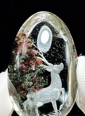 天然幽灵一鹿路有你水晶吊坠梅花鹿定制项链520情人节礼物送女友