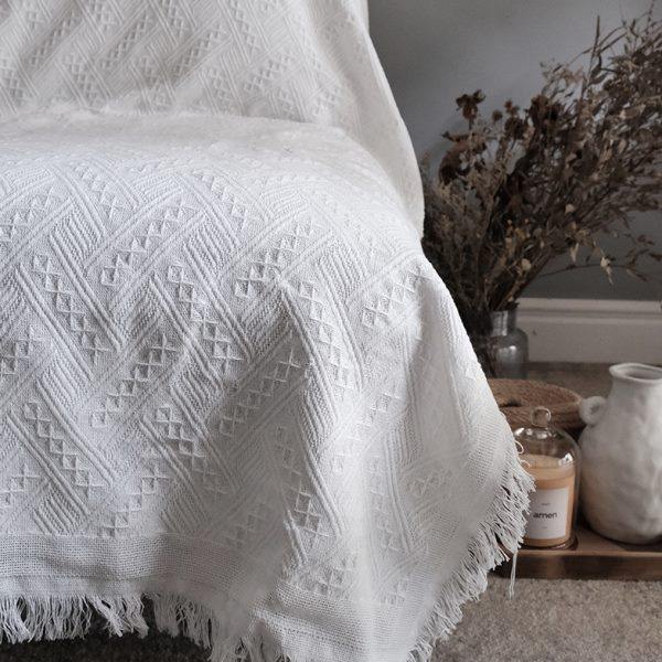 后弄|简约日式沙发巾纯白个性全盖挂毯民宿搭配床尾毯子休闲桌布,居家布艺,沙发套,淘宝优惠券,粉丝福利购,淘宝优惠卷