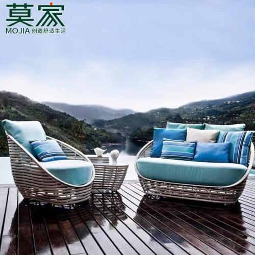 莫家户外藤编沙发三件套组合花园阳光房别墅藤艺酒店室外庭院家具