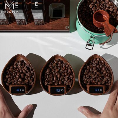 MUVNA慕威纳 胡桃木手冲电子称豆盘意式咖啡称重展示盘咖啡电子秤