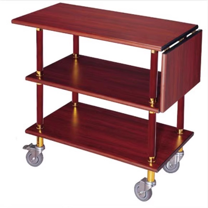 实木三层服务车酒k店烤鸭手推车餐厅酒水车送餐车加长甜品车点心