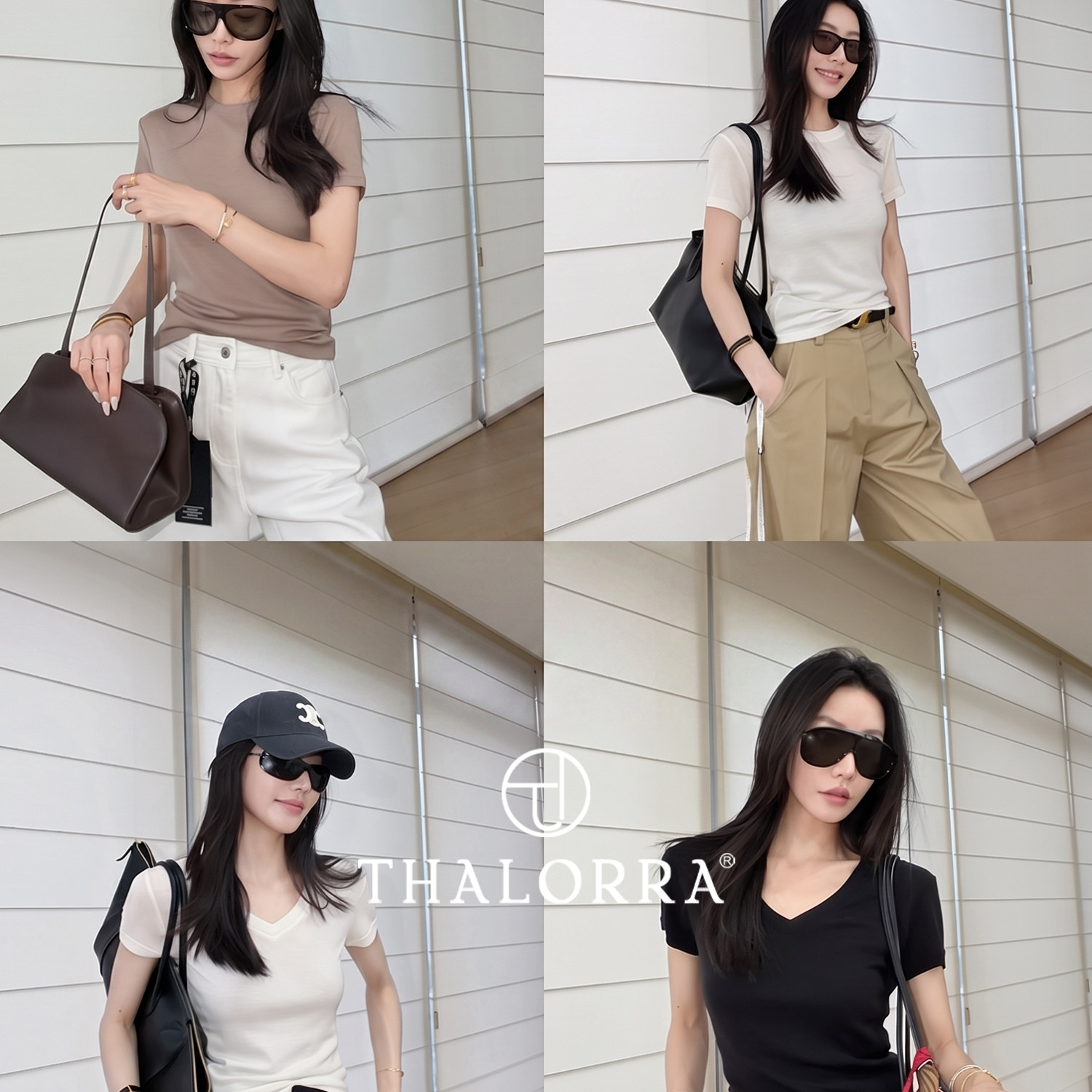 Thalorra江洛澜 babyT100羊毛纯色圆领女26夏休闲肌理短袖T恤