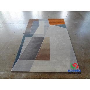 现代简约长方形格子中式样板房客厅茶几地毯儿童房卧室客房床前毯