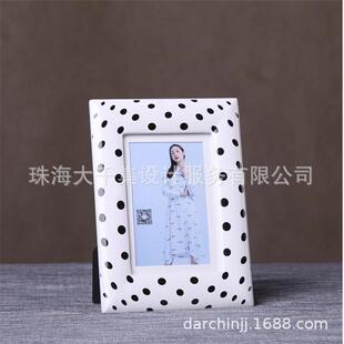 黑白相框家居装饰摆件 波点相架 软装饰品样板间床头柜摆件