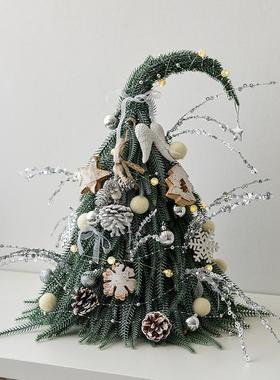 NUCHI跨境圣诞树套餐北欧装饰歪脖子圣诞树家用桌面摆件圣诞装饰