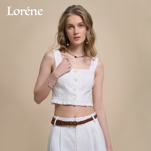 lorene短款吊带方领吊带背心