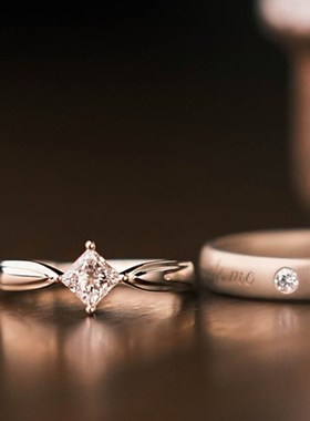 Z先生原创磨砂92m5银培养钻石情侣戒指银白求婚时尚简单戒指