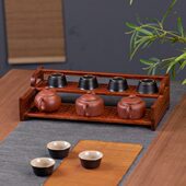 茶架桌面茶壶收纳架紫砂壶摆放架实木博古架小型茶具置物架展示架
