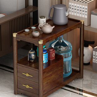 移动小茶台茶桌侧边柜沙发边几实木家用泡茶几烧水一体茶水柜架子