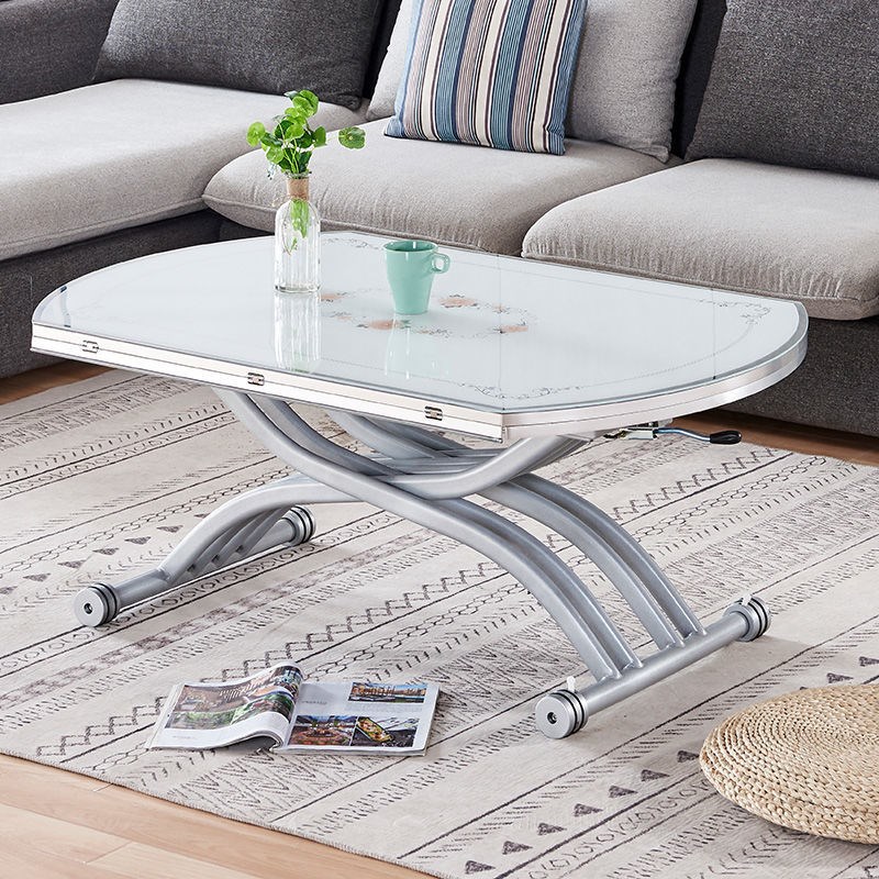 实木升降茶几秒变餐桌多功能桌子两用折叠移动岩T板简约小户型伸