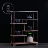 茶壶茶具紫砂壶架子鸡翅木博古架实木中式 小型多宝阁底座盆景托架