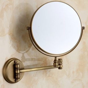 女皇世家 欧式全铜仿古折叠化妆镜浴室伸缩双面梳妆镜3倍放大镜子