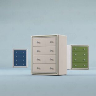 ONFO儿童斗柜实木卧室收纳柜抽屉储物柜家具四斗柜软包防磕碰