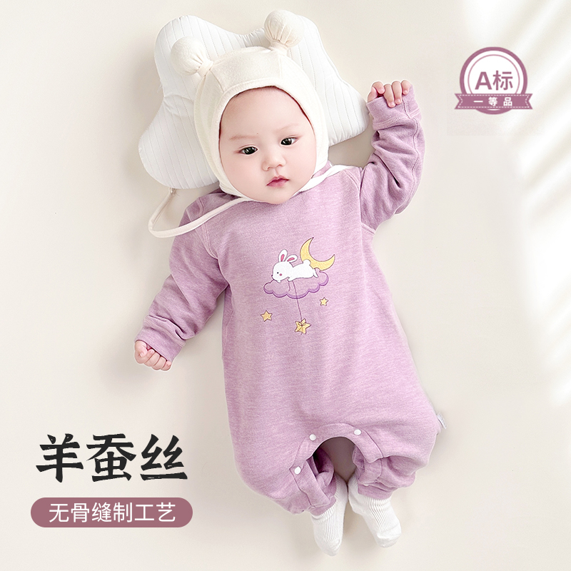 秋冬款婴儿德绒加厚保暖连体衣