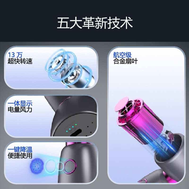 无刷涡轮电机吹风筒风扇家用迷你便携大风力大风量高速电动