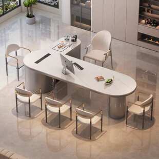 2025新款高端岩板茶桌办公一体老板桌烧水壶一体嵌入式全自动茶台