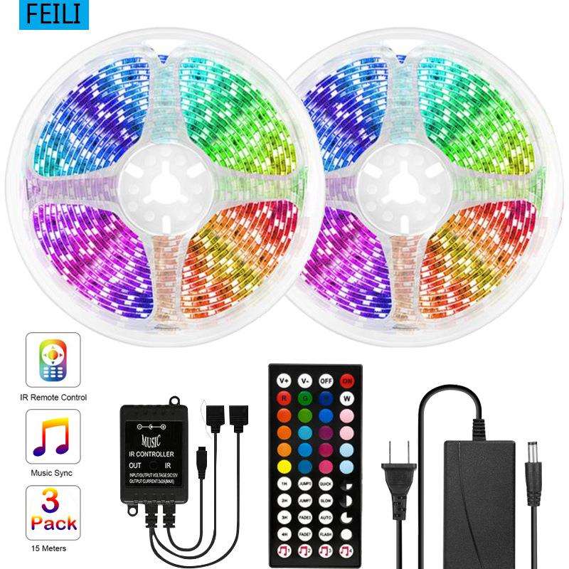 LED音乐灯带套装 RGB5050七彩音乐遥控44键灯条套装 家居氛围灯
