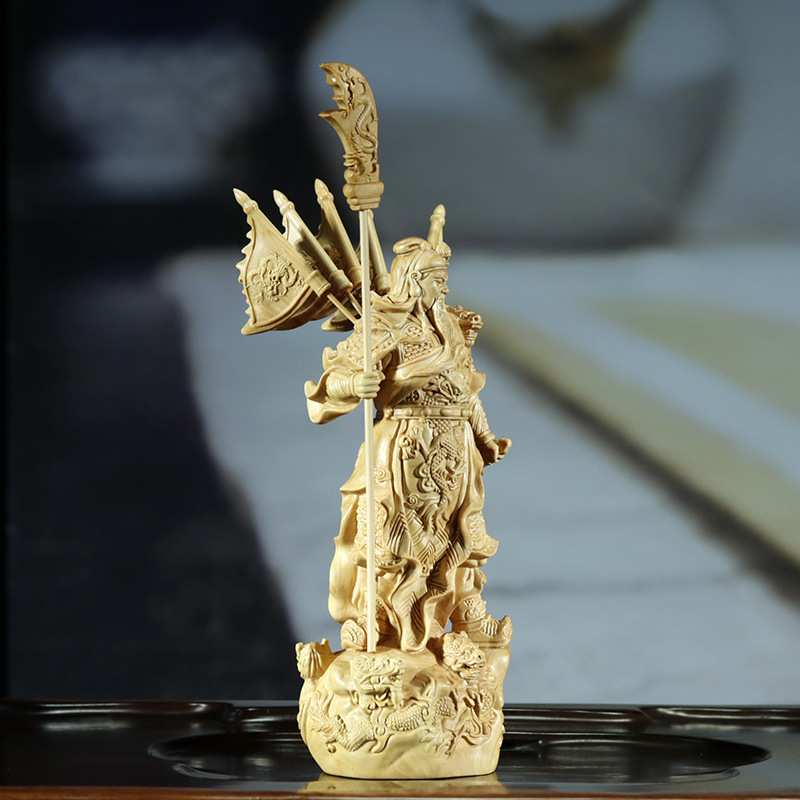 黄杨木雕工艺品关公武财神像家居宅木质关二爷人物中式摆件