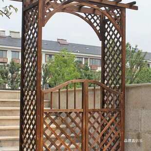 花园门户外庭院装饰防腐木碳化葡萄架半圆网格花架子拱形爬藤拱门