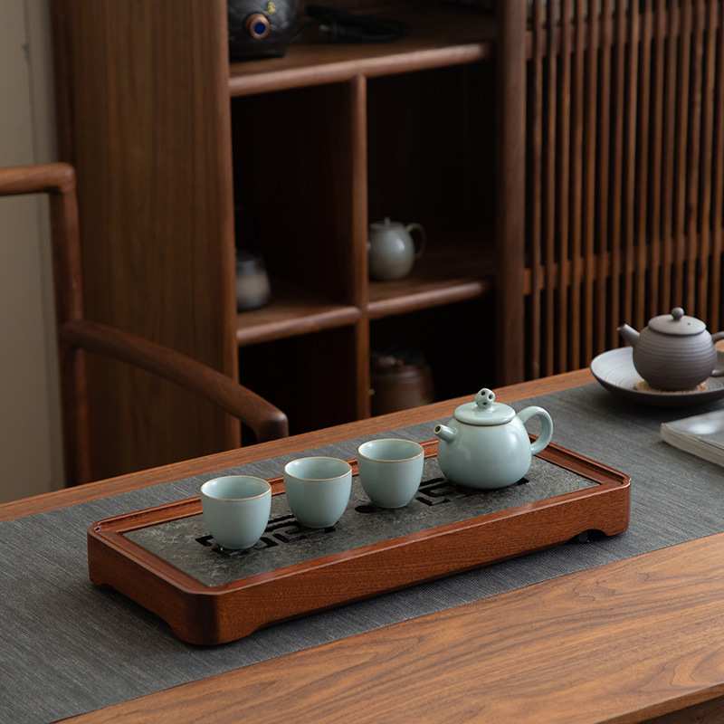 德化陶瓷【茶盘】排蓄两用/花梨木/空念/干湿茶台/家用/实木高档